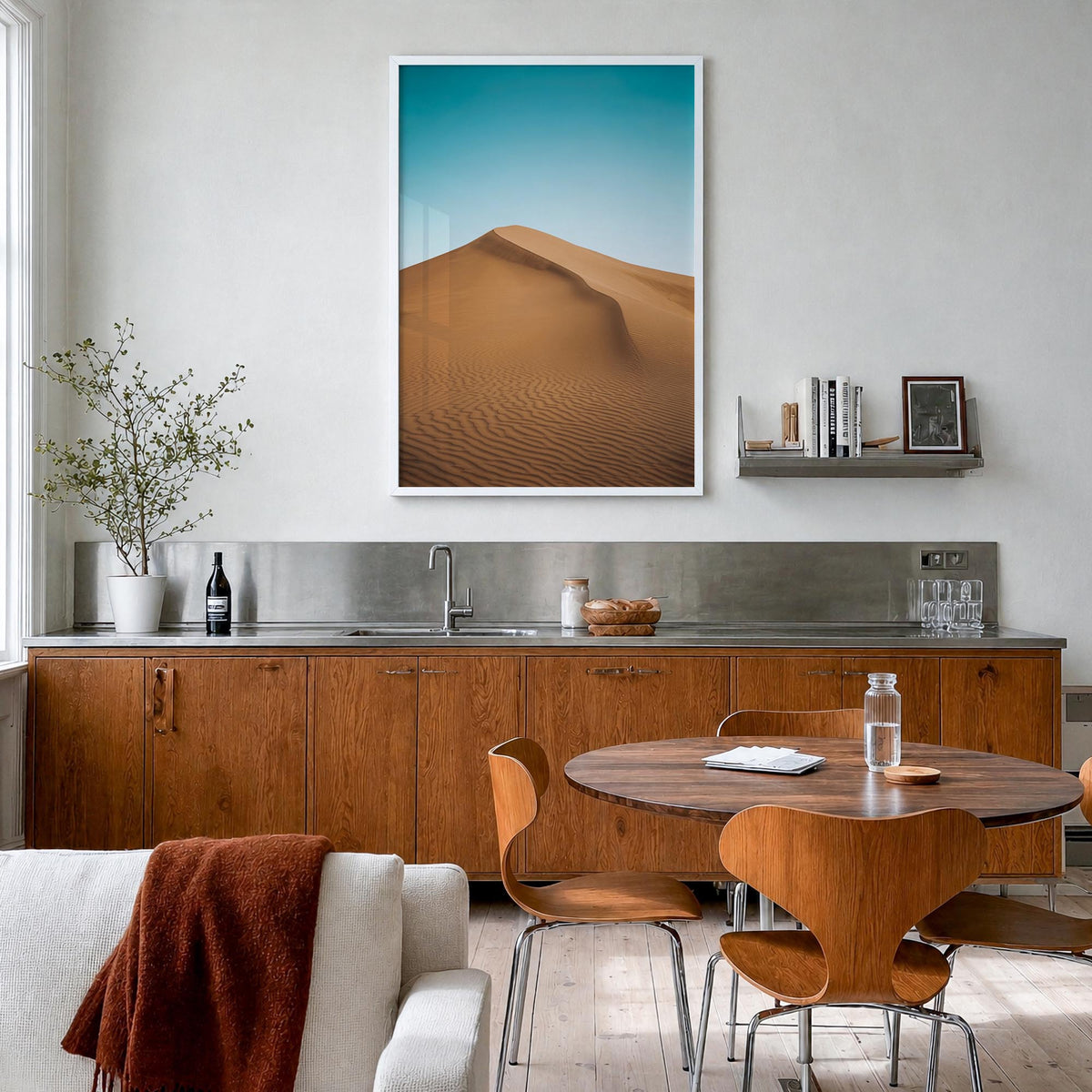 United Arab Emirates colorful photo poster of Middle East – vertical wall art in white wood frame, hanging on wall