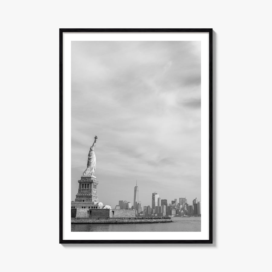 United States of America black & white photo poster of North America – vertical wall art, unframed print shown in interior mo