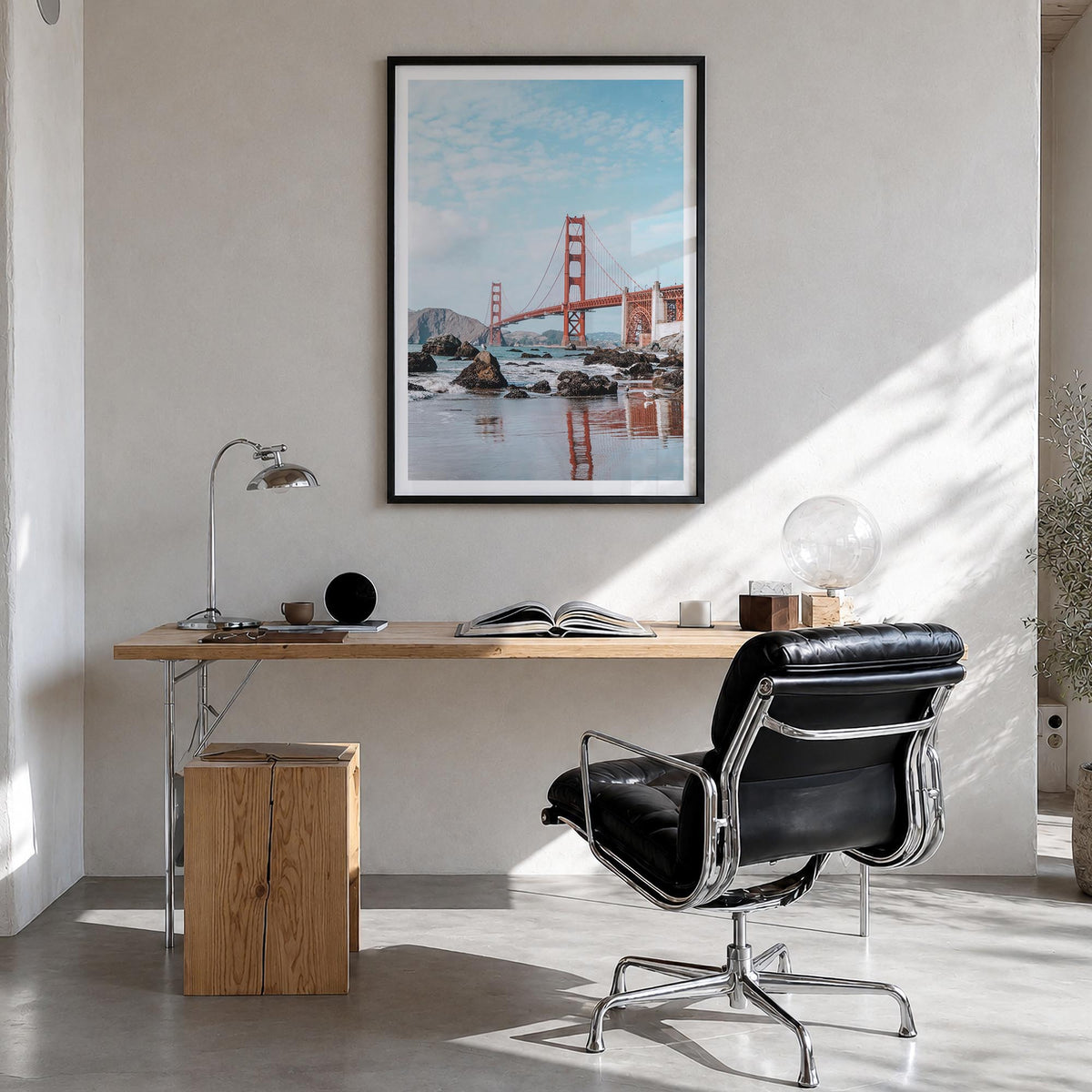 United States of America colorful photo poster of North America – vertical wall art in black wood frame with white border, ha