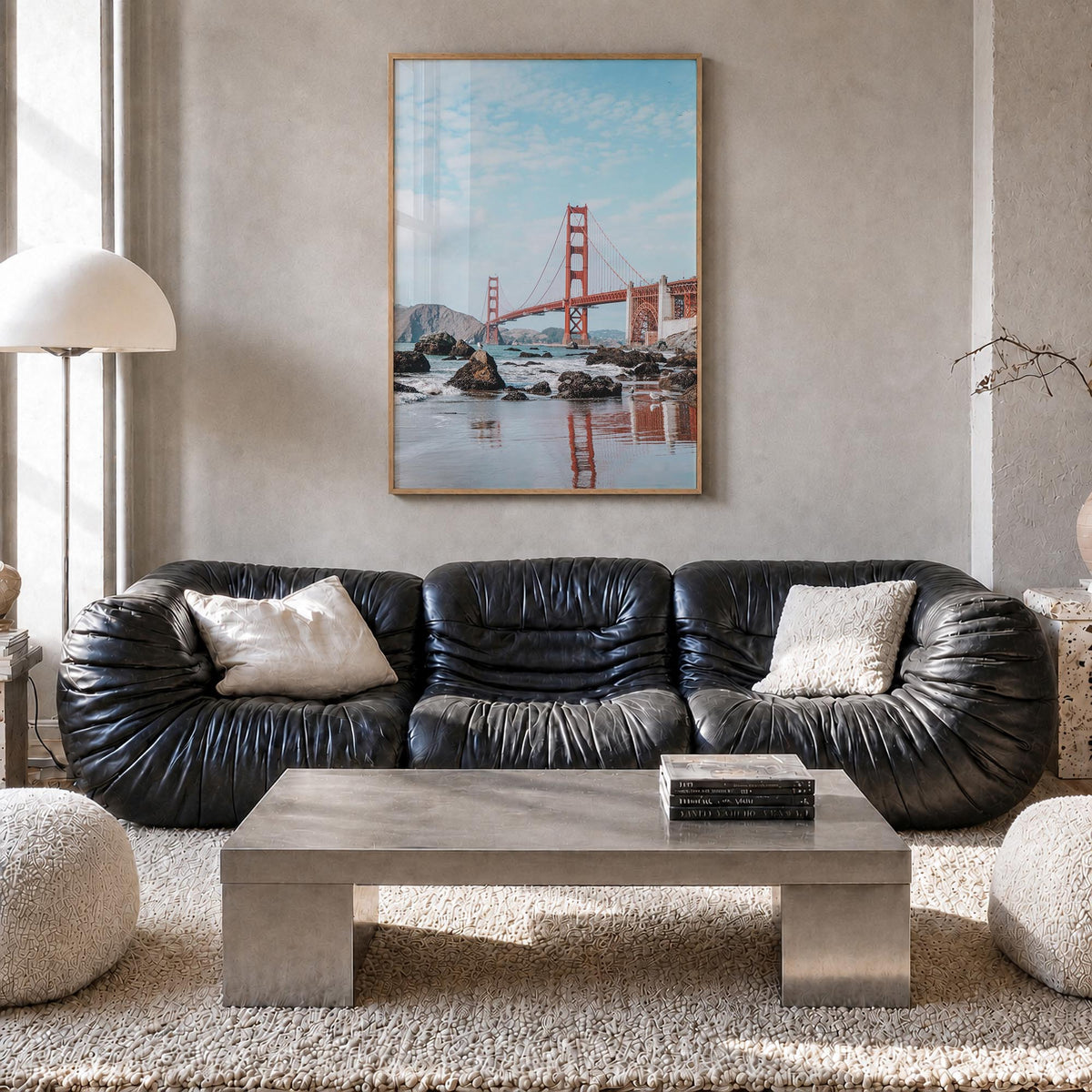 United States of America colorful photo poster of North America – vertical wall art in natural wood frame, hanging on wall