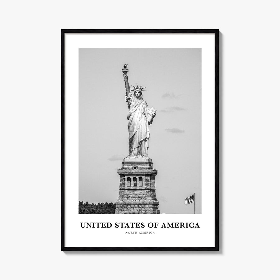 United States of America no. 1 black & white classic poster of North America – vertical wall art, unframed print shown in int