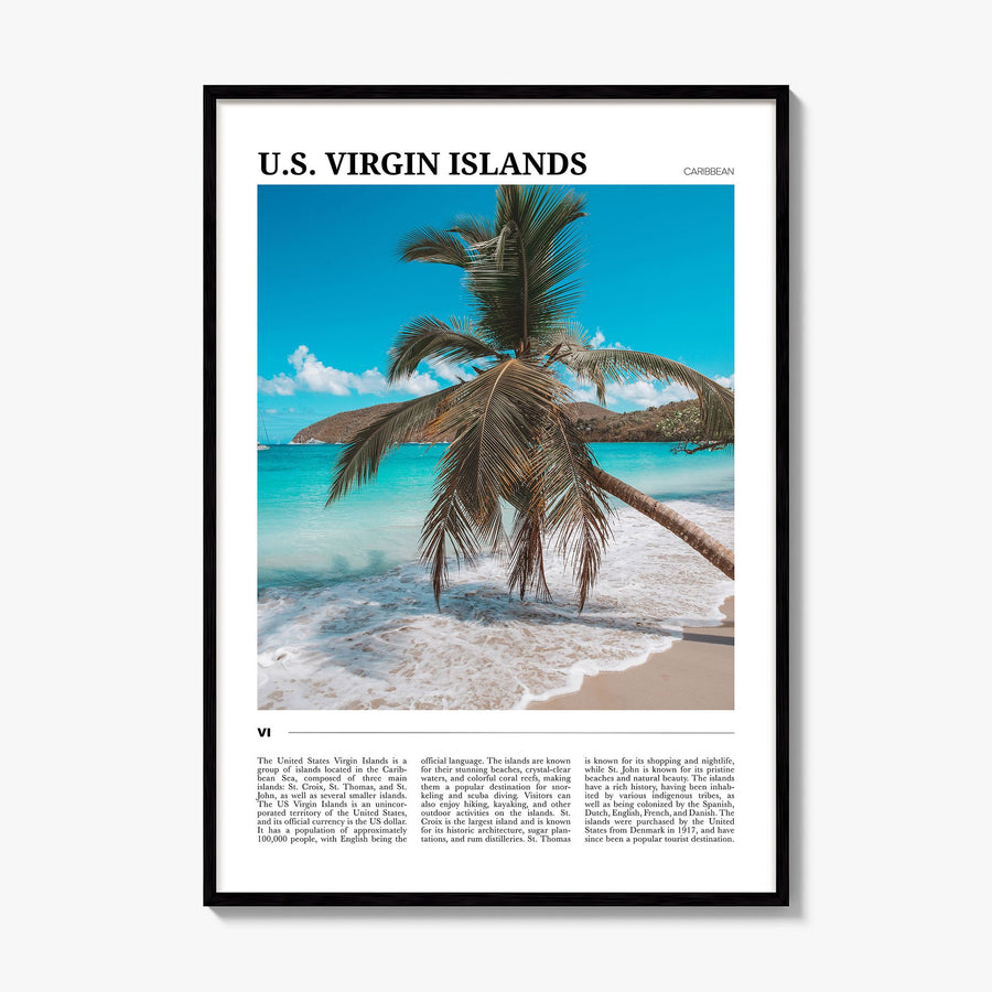 U.S. Virgin Islands Travel Poster, framed poster mockup