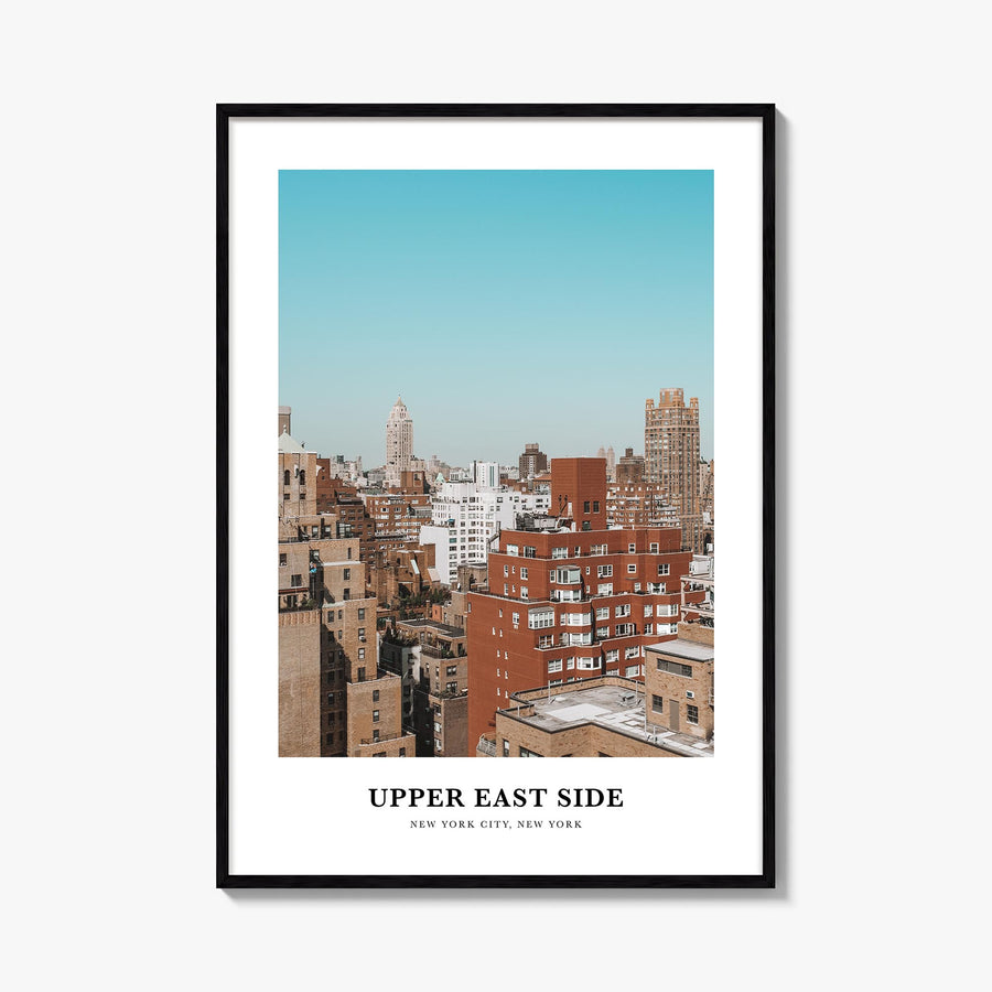 Upper East Side colorful classic poster of Manhattan, New York City – vertical wall art, unframed print shown in interior moc