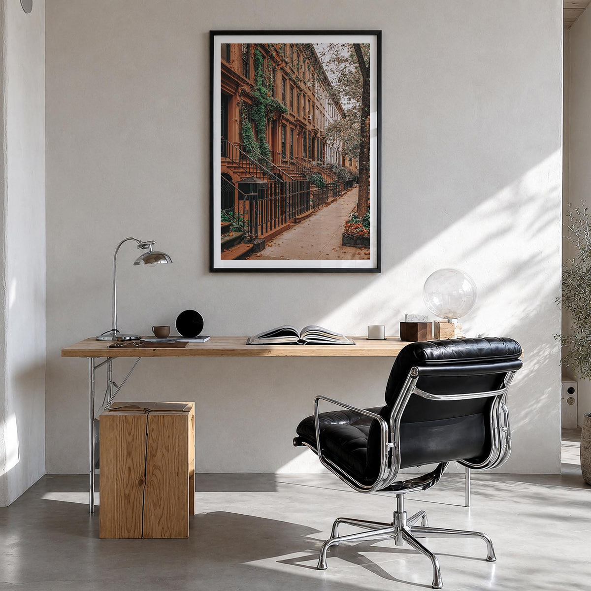 Upper East Side no. 2 colorful photo poster of Manhattan, New York City – vertical wall art in black wood frame with white bo