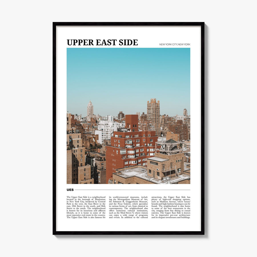 Upper East Side Travel Poster, framed poster mockup
