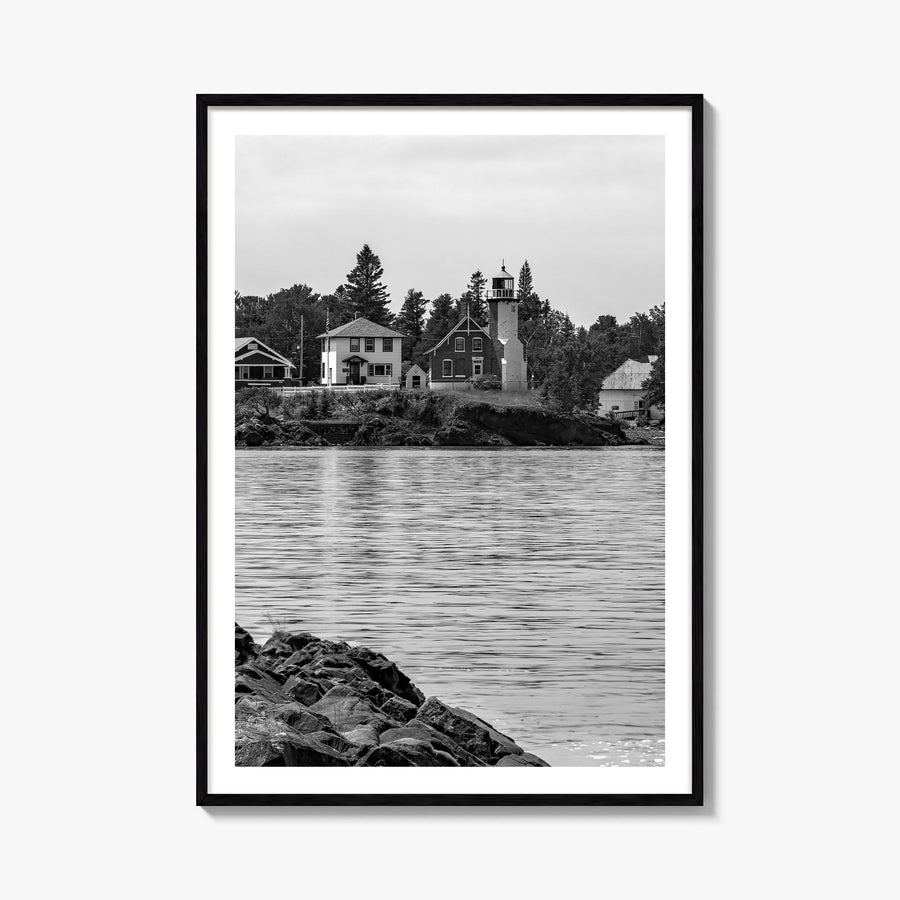 Upper Peninsula black & white photo poster of Michigan, USA – vertical wall art, unframed print shown in interior mockup