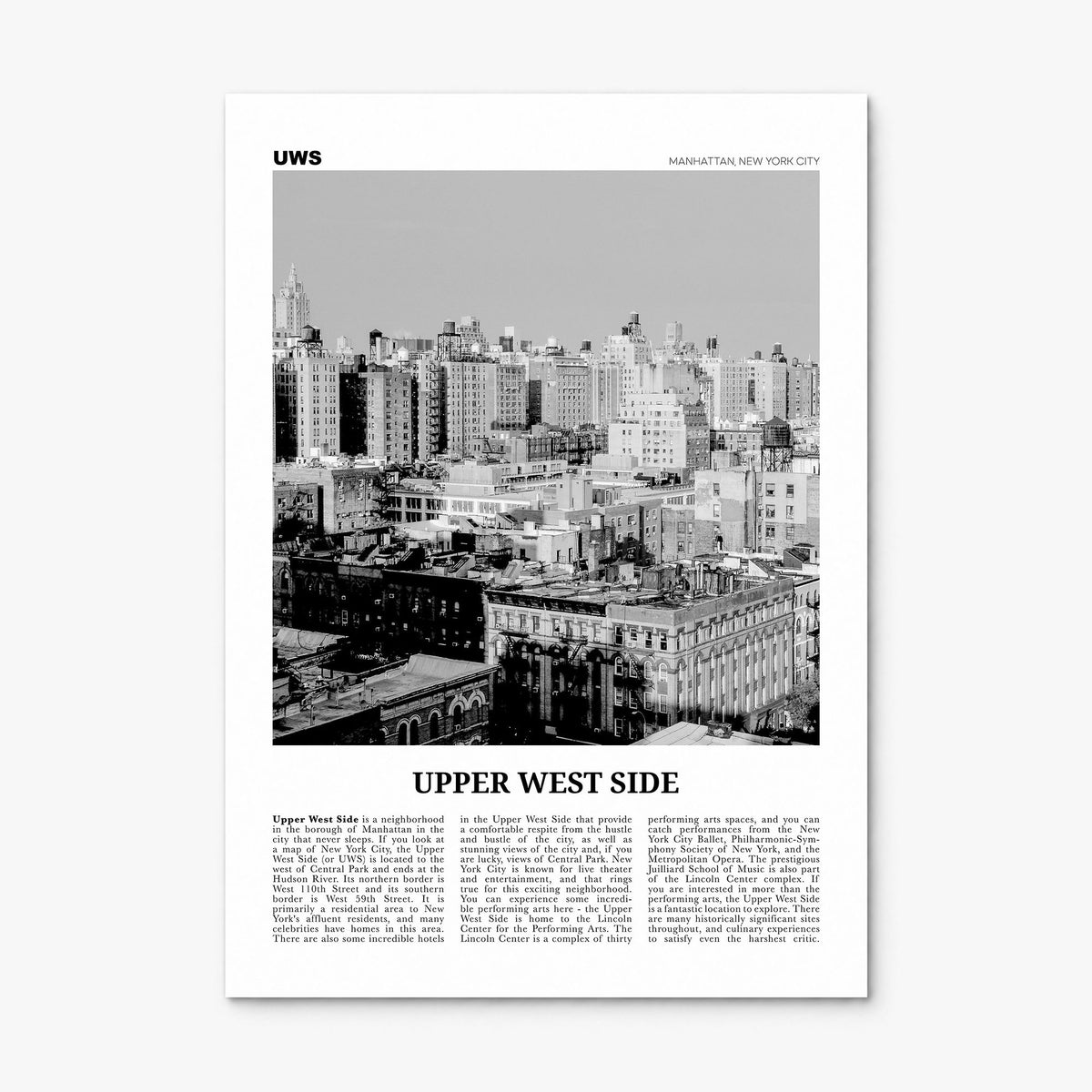 Upper West Side Newspaper Poster, print only (unframed)