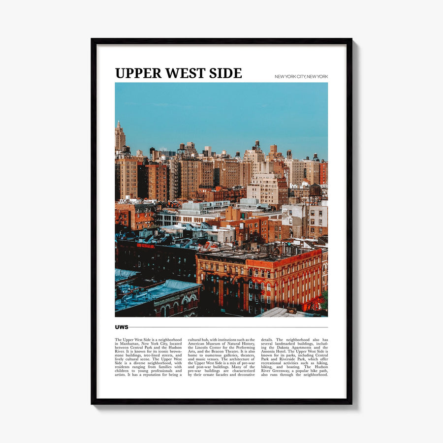 Upper West Side Travel Poster, framed poster mockup