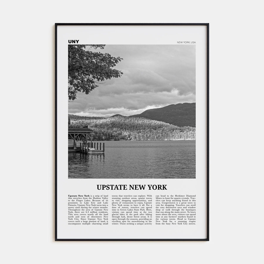 Upstate New York Poster Black Metal / 8x12 in Nbourhood Travel B&W Poster