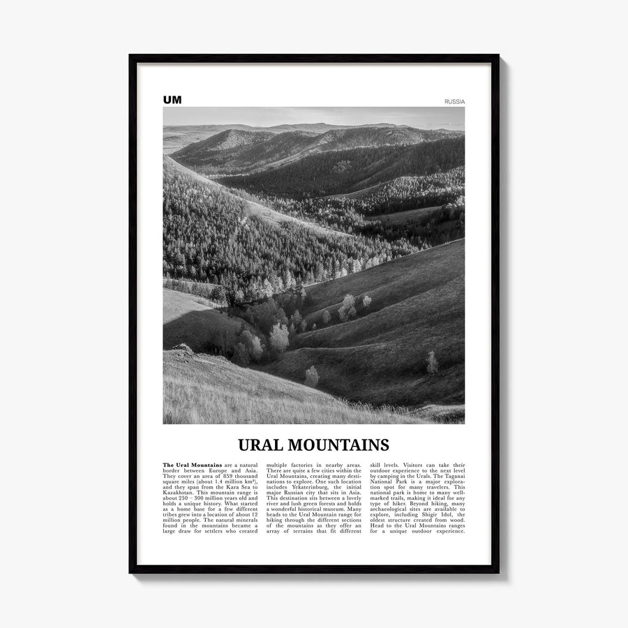 Ural Mountains Newspaper Poster, framed poster mockup