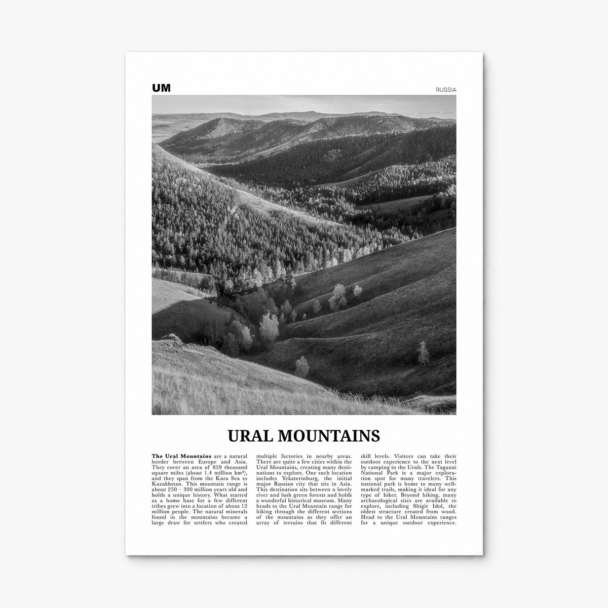 Ural Mountains Newspaper Poster, print only (unframed)