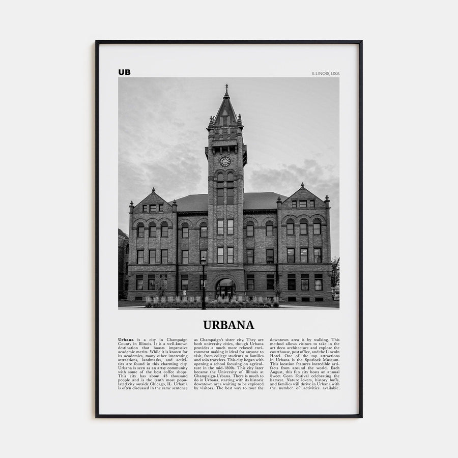 Urbana Poster Black Metal / 8x12 in Nbourhood Travel B&W Poster