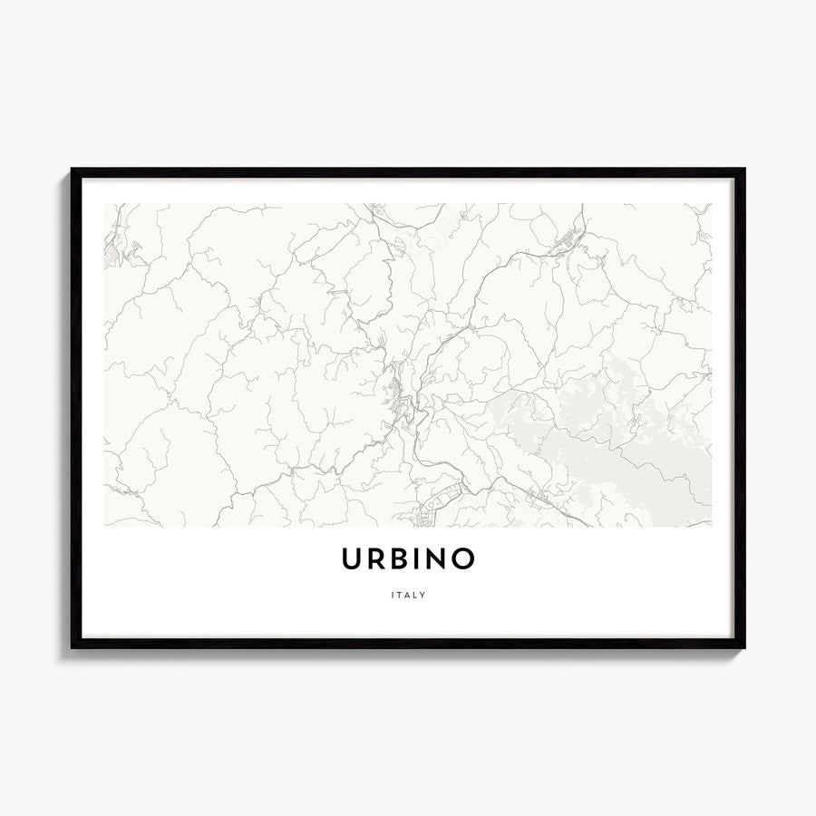 Urbino Map Poster, framed poster mockup