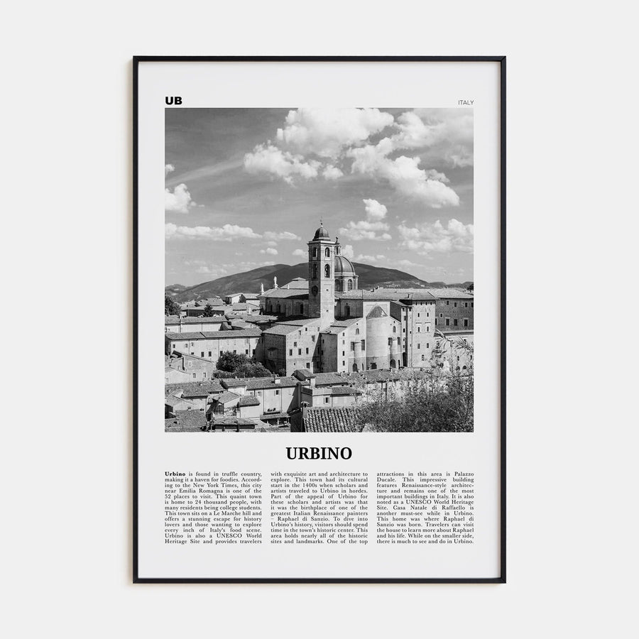 Urbino Poster Black Metal / 8x12 in Nbourhood Travel B&W Poster