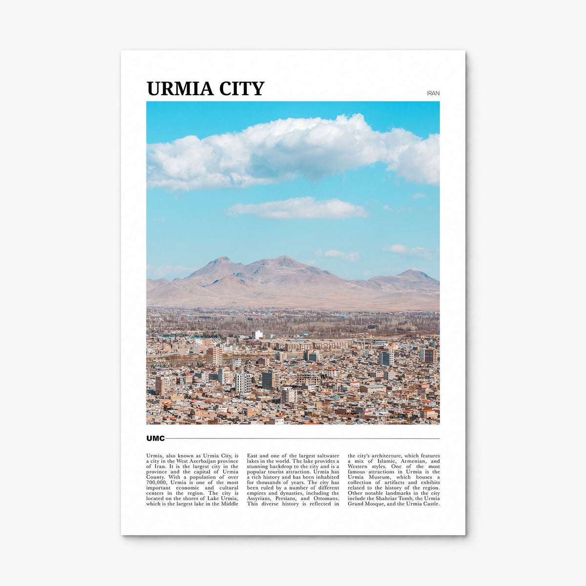 Urmia City Travel Poster, print only (unframed)