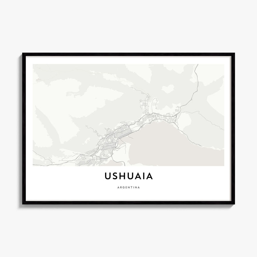 Ushuaia Map Poster, framed poster mockup