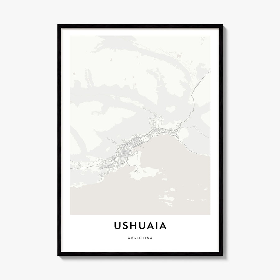 Ushuaia Map Poster, framed poster mockup
