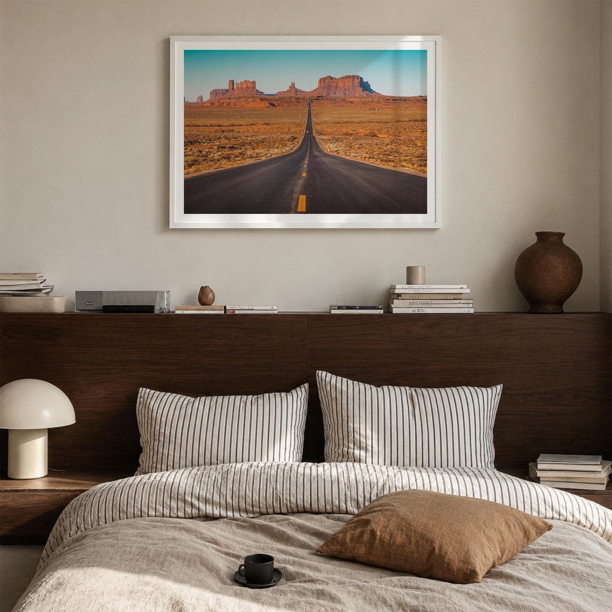 Utah colorful photo poster of United States – horizontal wall art in white wood frame with white border, hanging on wall