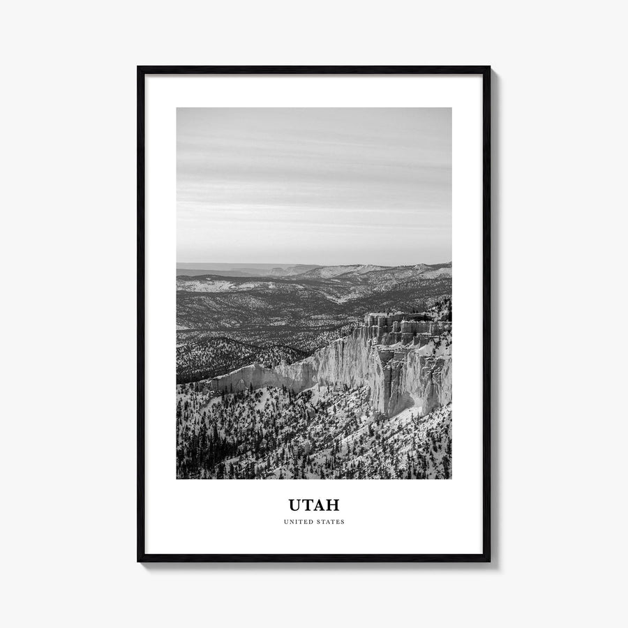 Utah no. 1 black & white classic poster of United States – vertical wall art, unframed print shown in interior mockup