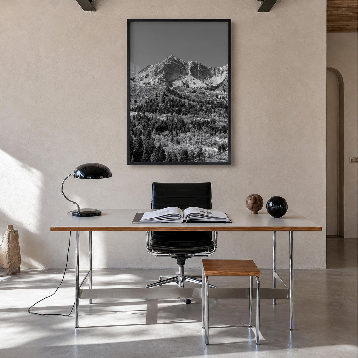 Utah no. 1 black & white photo poster of United States – vertical wall art in black wood frame, hanging on wall