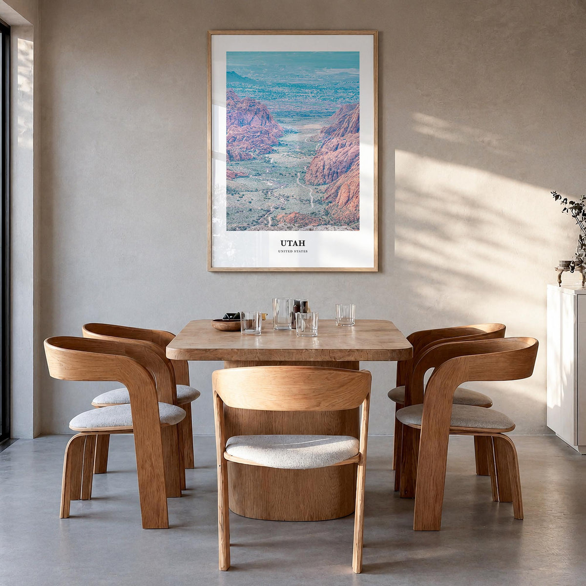 Utah no. 1 colorful classic poster of United States – vertical wall art in natural wood frame, hanging on wall