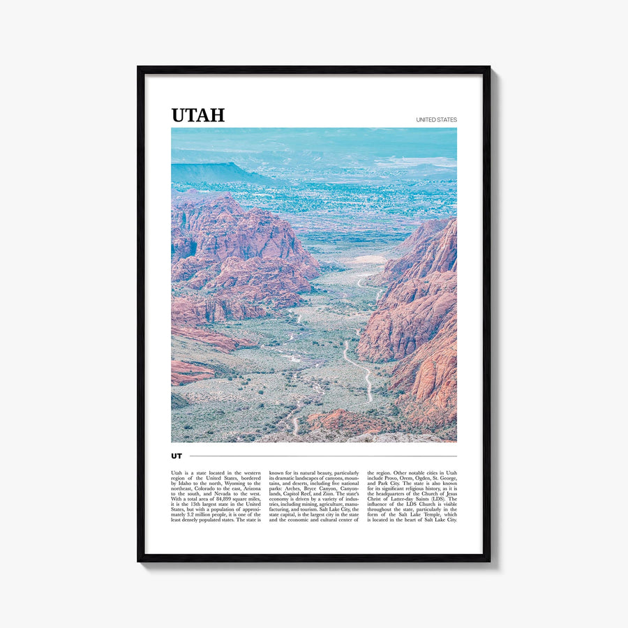 Utah no. 1 colorful travel poster of United States – vertical wall art, unframed print shown in interior mockup