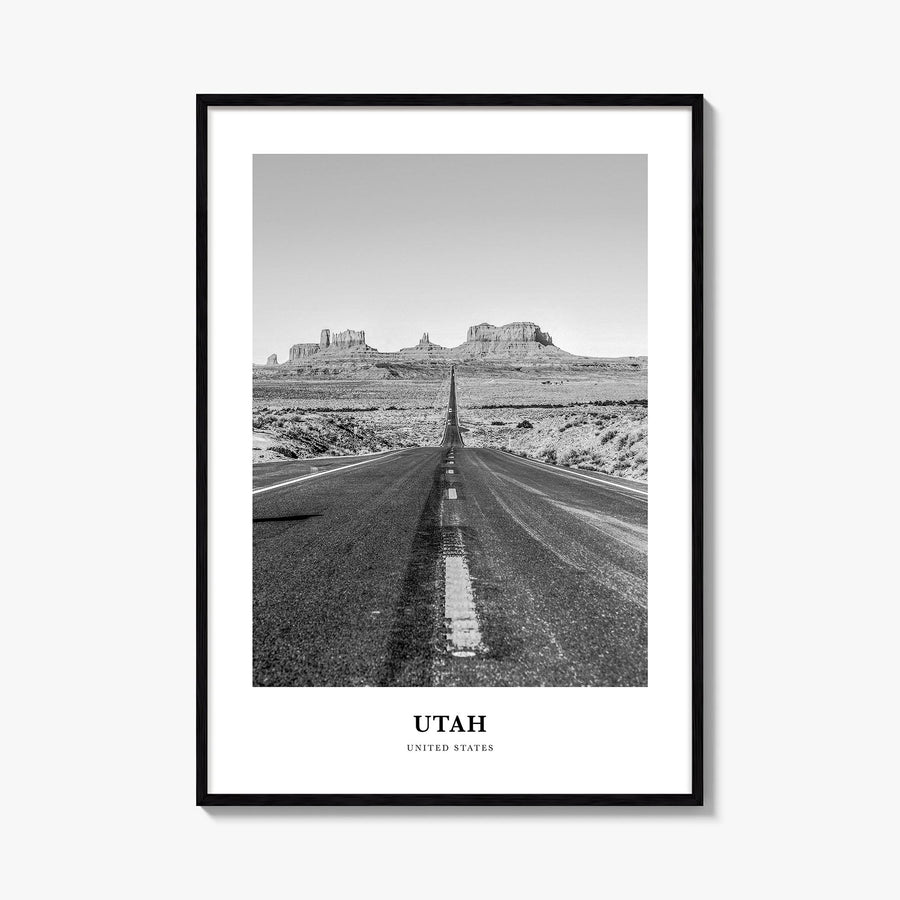 Utah no. 2 black & white classic poster of United States – vertical wall art, unframed print shown in interior mockup