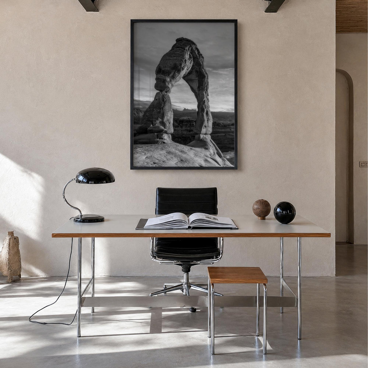 Utah no. 2 black & white photo poster of United States – vertical wall art in black wood frame, hanging on wall