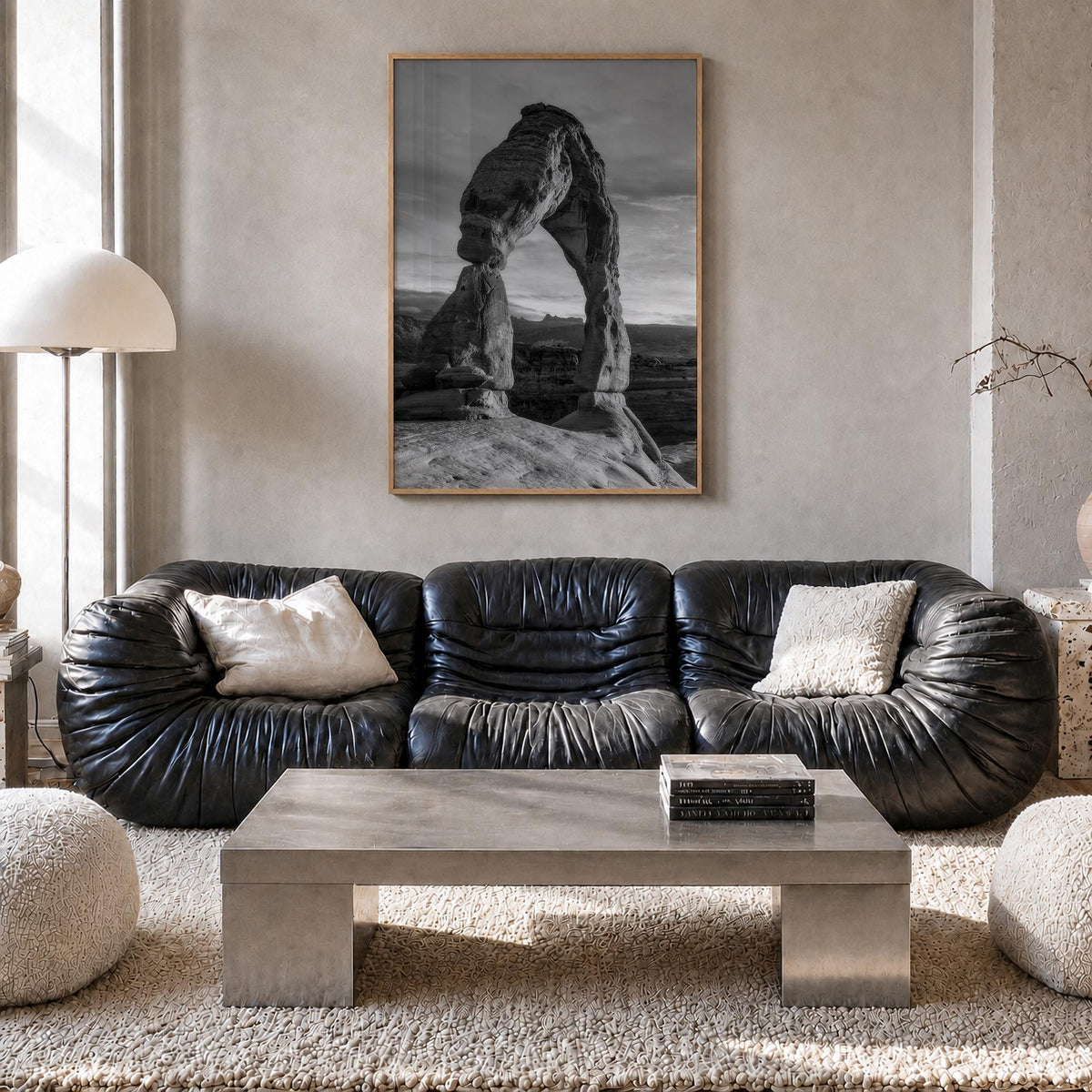 Utah no. 2 black & white photo poster of United States – vertical wall art in natural wood frame, hanging on wall