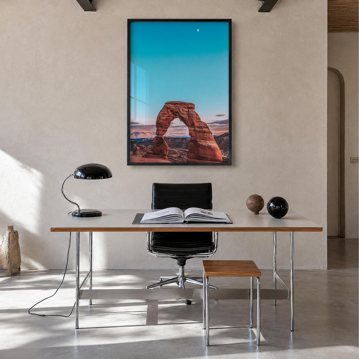 Utah no. 2 colorful photo poster of United States – vertical wall art in black wood frame, hanging on wall