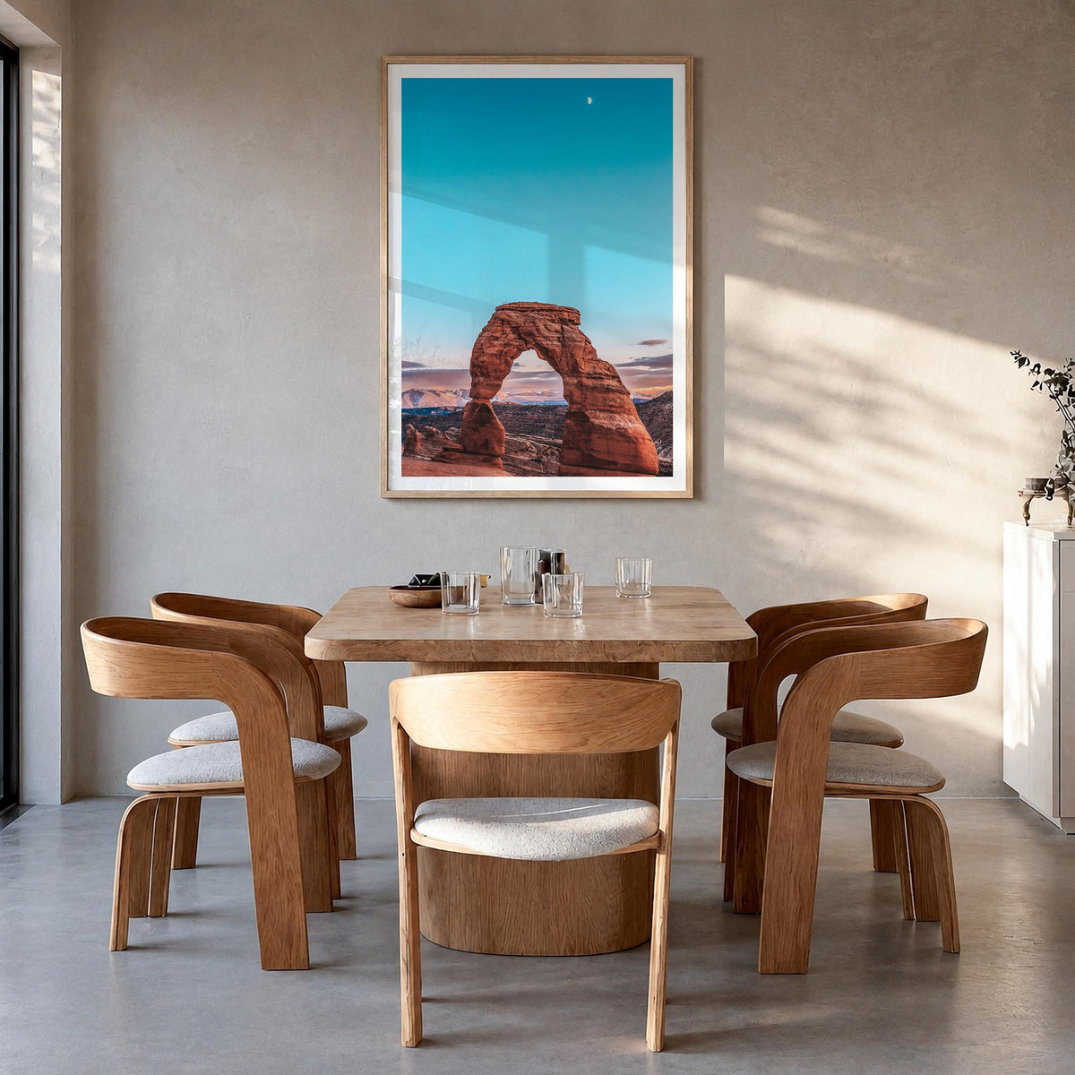 Utah no. 2 colorful photo poster of United States – vertical wall art in natural wood frame with white border, hanging on wal