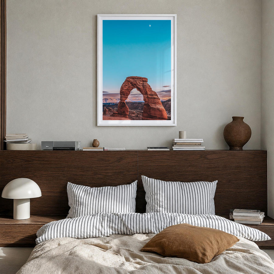 Utah no. 2 colorful photo poster of United States – vertical wall art in white wood frame with white border, hanging on wall