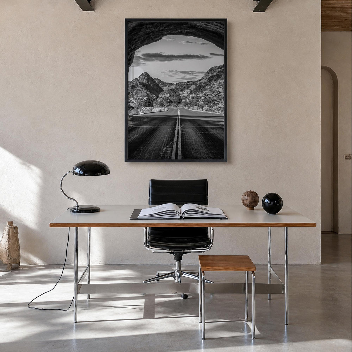 Utah no. 3 black & white photo poster of United States – vertical wall art in black wood frame, hanging on wall