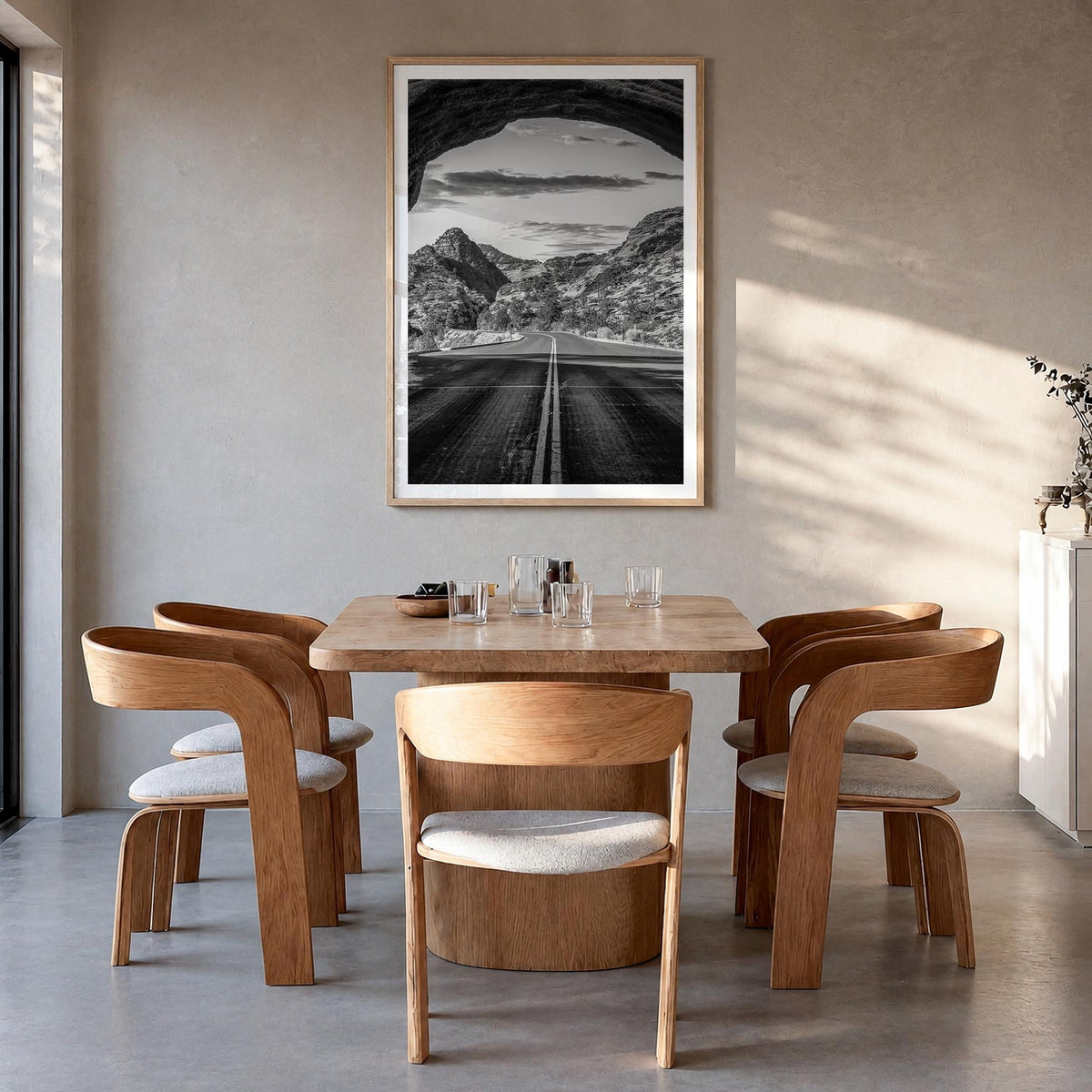 Utah no. 3 black & white photo poster of United States – vertical wall art in natural wood frame with white border, hanging o