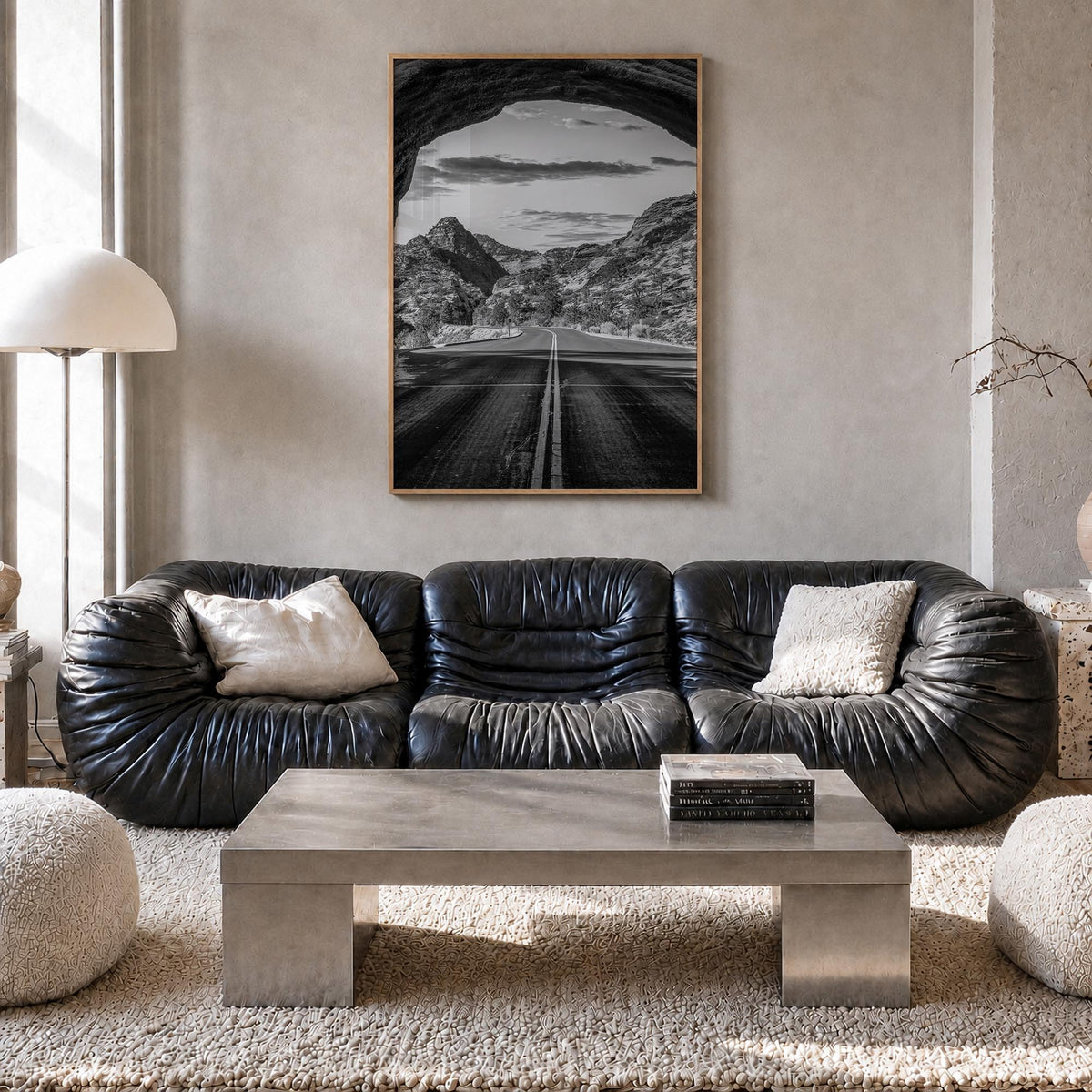 Utah no. 3 black & white photo poster of United States – vertical wall art in natural wood frame, hanging on wall