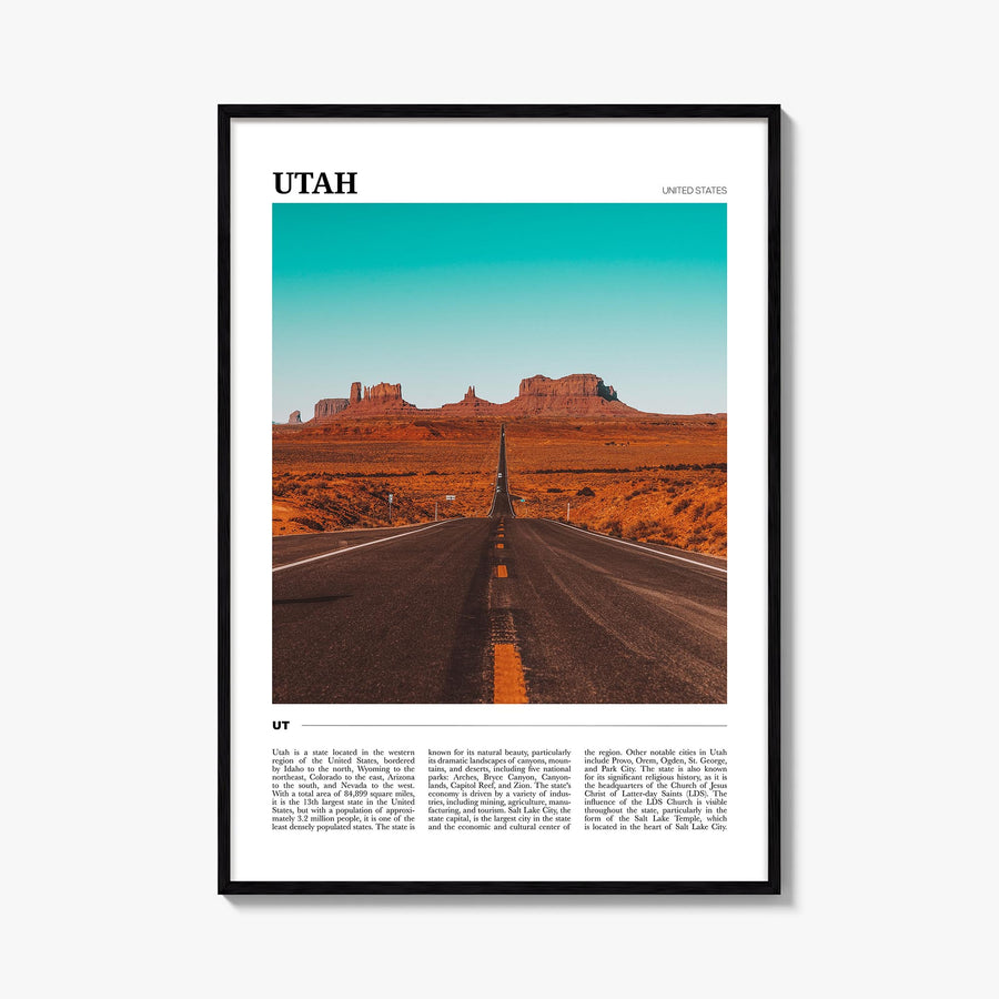 Utah no. 3 colorful travel poster of United States – vertical wall art, unframed print shown in interior mockup