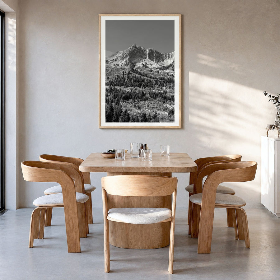 Utah Photo No 1 Poster in a natural wood frame, hanging in a dining room, white border