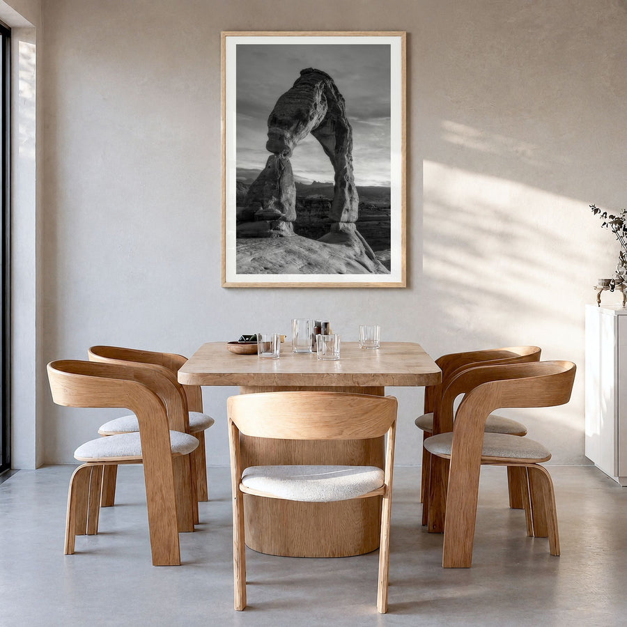 Utah Photo No 2 Poster in a natural wood frame, hanging in a dining room, white border