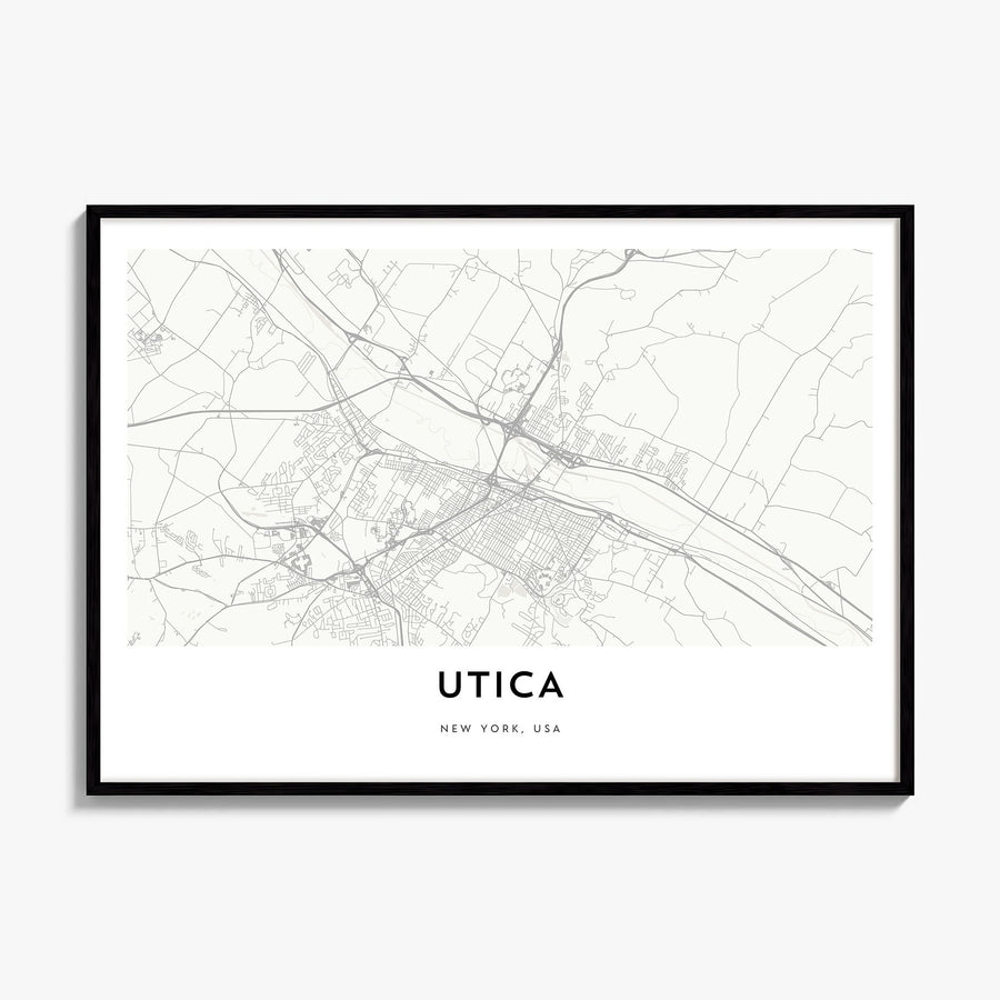 Utica Map Poster, framed poster mockup