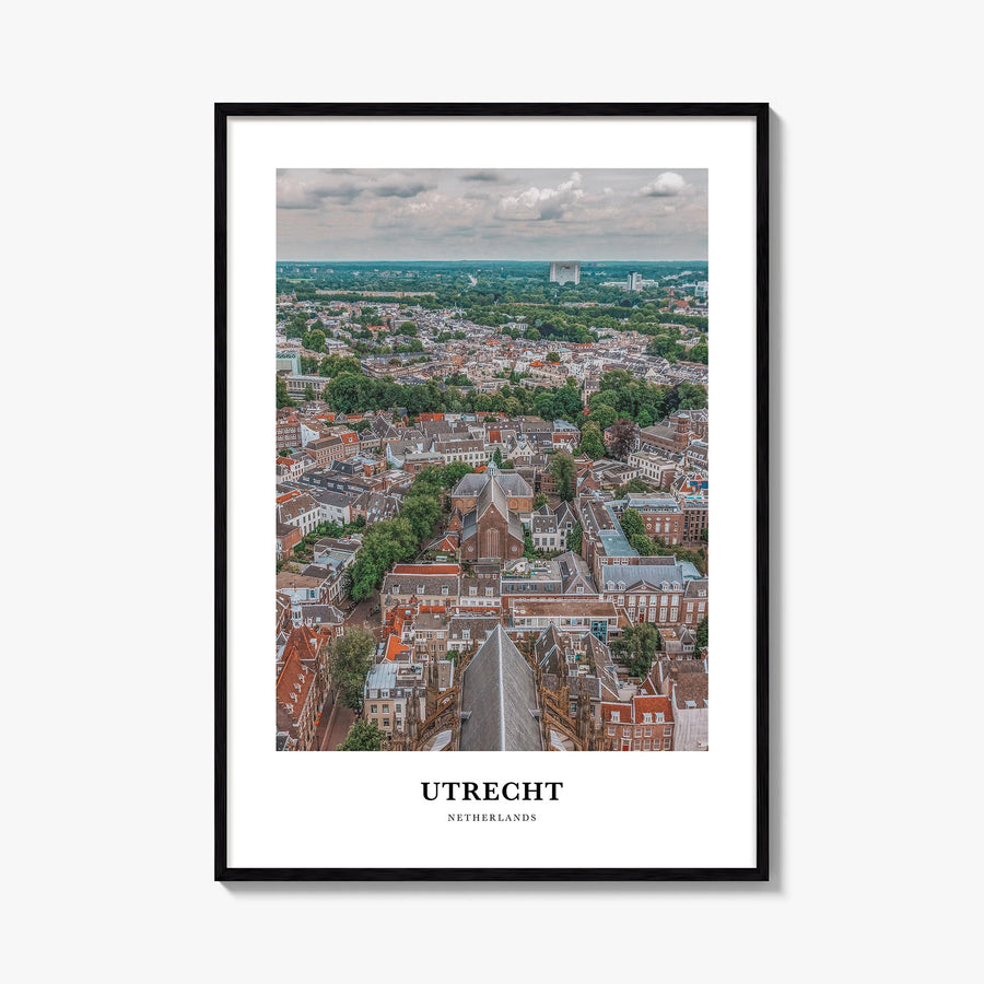 Utrecht colorful classic poster of Netherlands – vertical wall art, unframed print shown in interior mockup