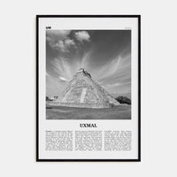 Uxmal Poster Black Wood / 8x12 in Nbourhood Travel B&W Poster