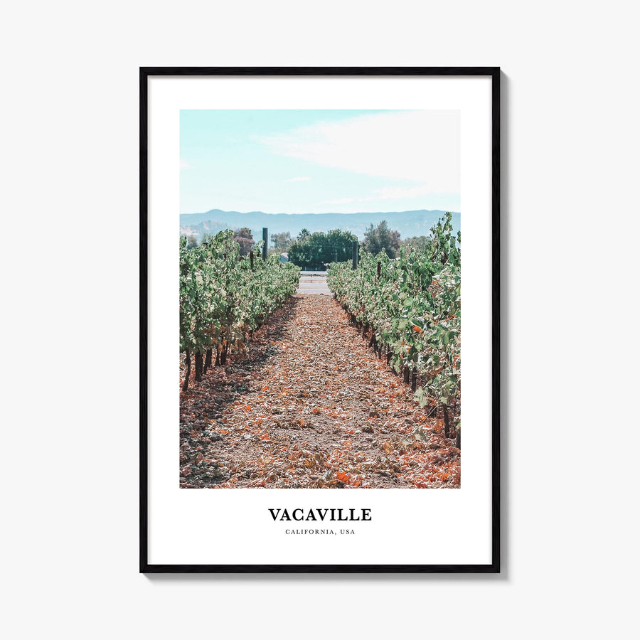 Vacaville colorful classic poster of California, USA – vertical wall art, unframed print shown in interior mockup