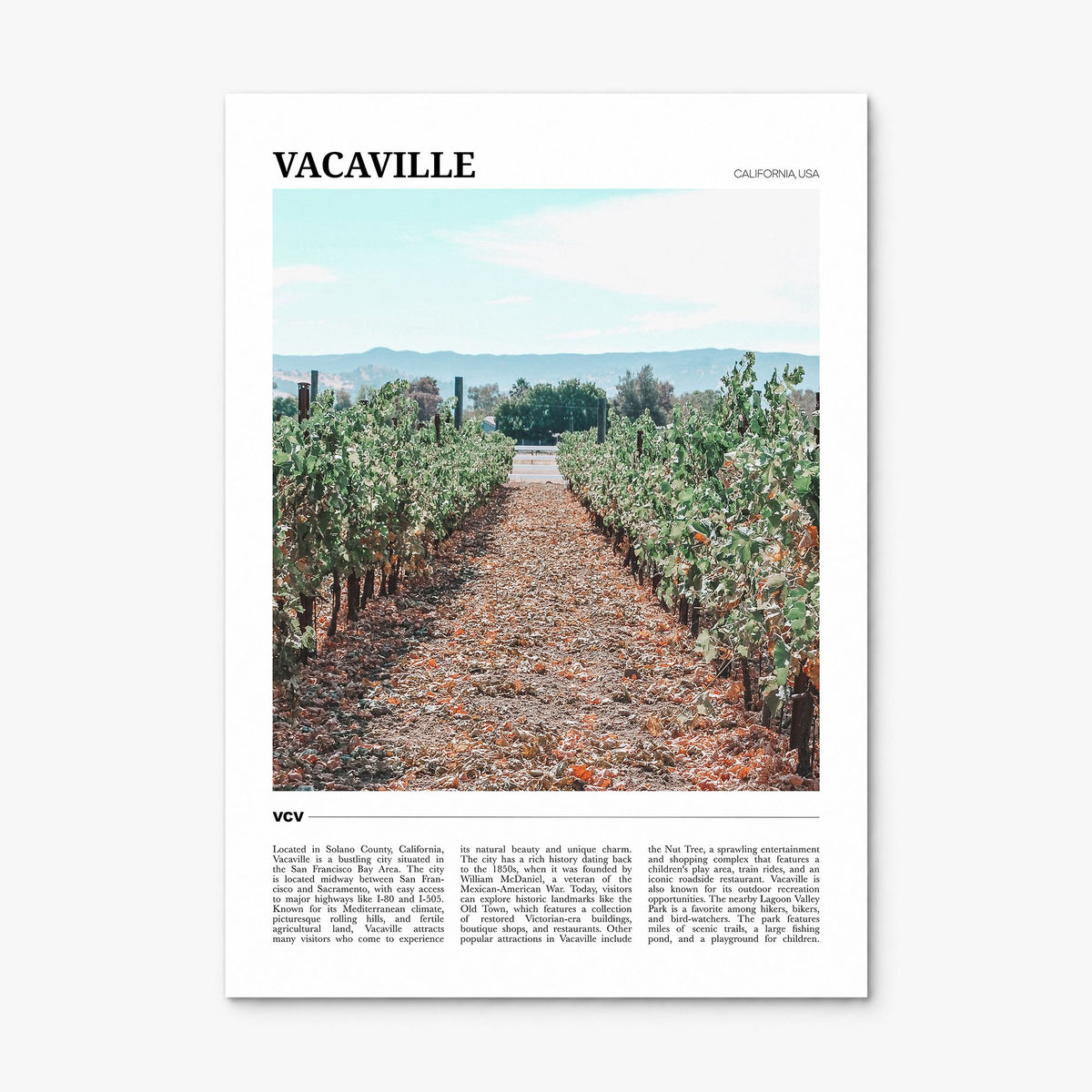 Vacaville Travel Poster, print only (unframed)