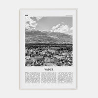 Vaduz Poster White Wood / 8x12 in Nbourhood Travel B&W Poster