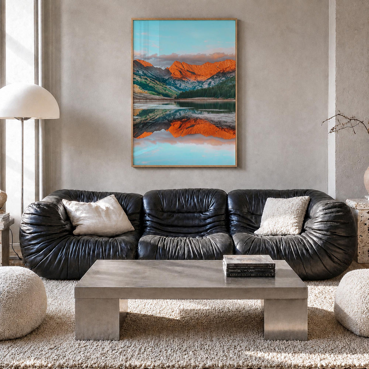 Vail no. 1 colorful photo poster of Colorado, USA – vertical wall art in natural wood frame, hanging on wall