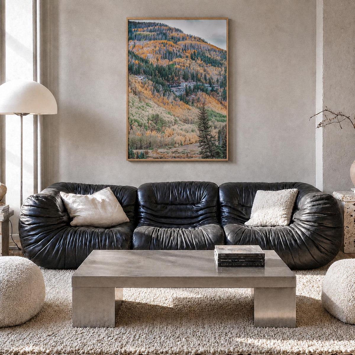Vail no. 2 colorful photo poster of Colorado, USA – vertical wall art in natural wood frame, hanging on wall