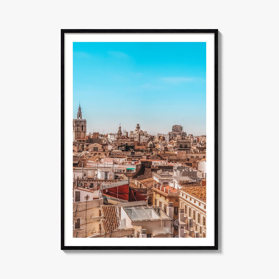 Valencia colorful photo poster of Spain – vertical wall art, unframed print shown in interior mockup