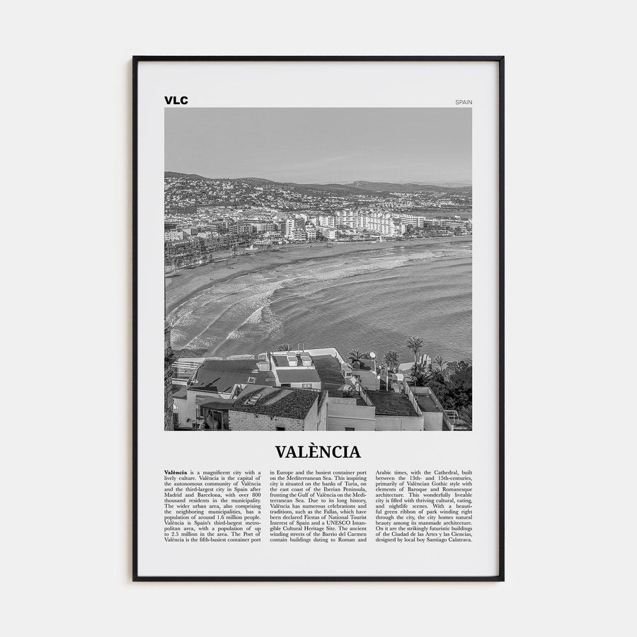 Valencia No 1 Poster Black Metal / 8x12 in Nbourhood Travel B&W Poster