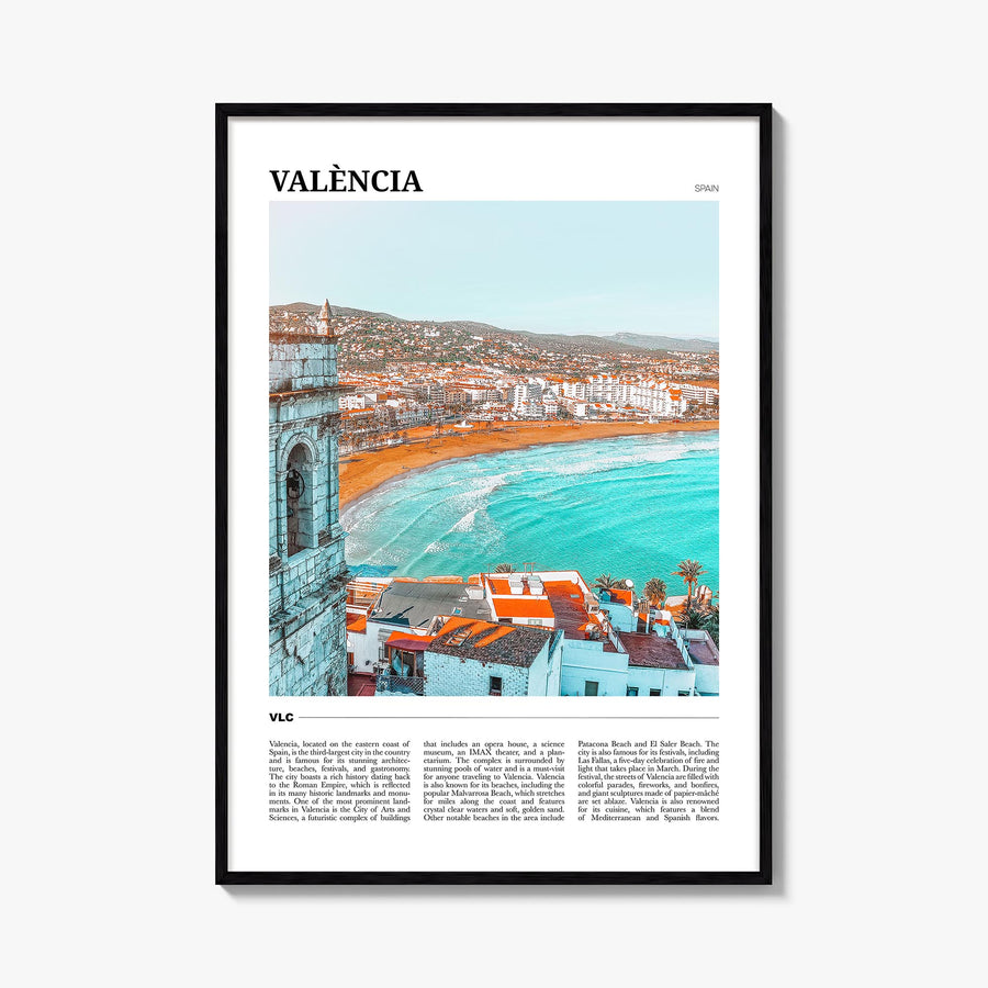 Valencia no. 2 colorful travel poster of Spain – vertical wall art, unframed print shown in interior mockup