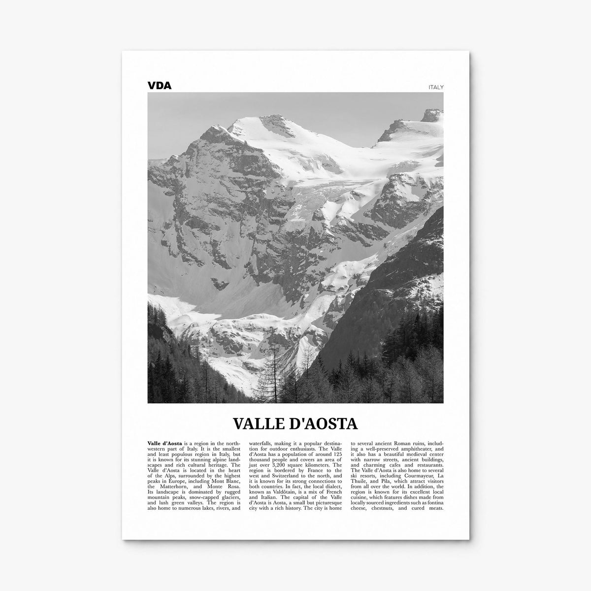 Valle d'Aosta Newspaper Poster, print only (unframed)